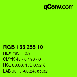 Código de color: RGB 133 255 10 | qconv.com