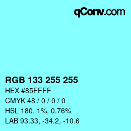 Color code: RGB 133 255 255 | qconv.com