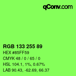 Color code: RGB 133 255 89 | qconv.com