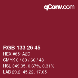 Color code: RGB 133 26 45 | qconv.com