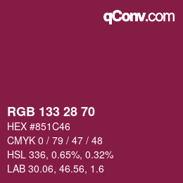 Color code: RGB 133 28 70 | qconv.com