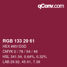 Color code: RGB 133 29 61 | qconv.com
