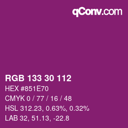 カラーコード: RGB 133 30 112 | qconv.com