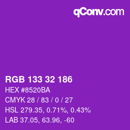 Color code: RGB 133 32 186 | qconv.com