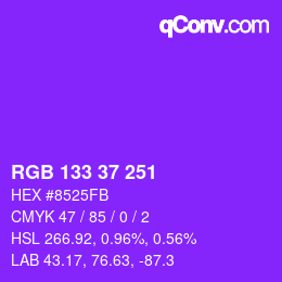 Color code: RGB 133 37 251 | qconv.com