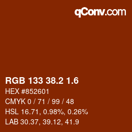 カラーコード: RGB 133 38.2 1.6 | qconv.com