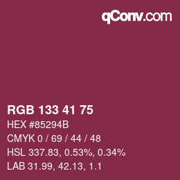 颜色代码: RGB 133 41 75 | qconv.com