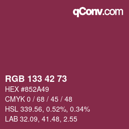 カラーコード: RGB 133 42 73 | qconv.com