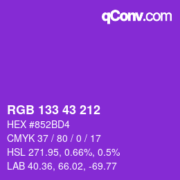 颜色代码: RGB 133 43 212 | qconv.com