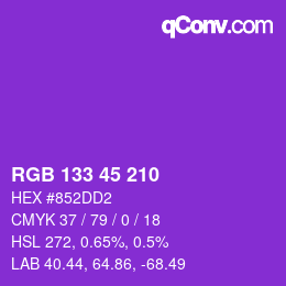 Code couleur: RGB 133 45 210 | qconv.com