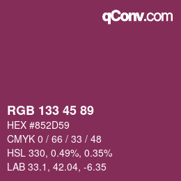Farbcode: RGB 133 45 89 | qconv.com