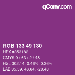 Color code: RGB 133 49 130 | qconv.com