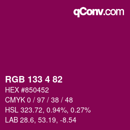 Color code: RGB 133 4 82 | qconv.com
