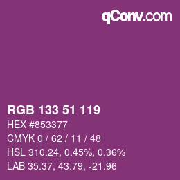 カラーコード: RGB 133 51 119 | qconv.com