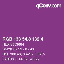 カラーコード: RGB 133 54.8 132.4 | qconv.com