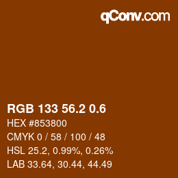 カラーコード: RGB 133 56.2 0.6 | qconv.com