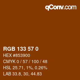 Color code: RGB 133 57 0 | qconv.com