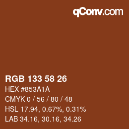 カラーコード: RGB 133 58 26 | qconv.com