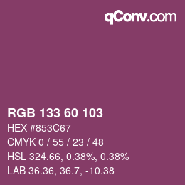 カラーコード: RGB 133 60 103 | qconv.com