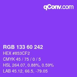 Color code: RGB 133 60 242 | qconv.com