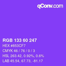Color code: RGB 133 60 247 | qconv.com