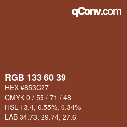 Color code: RGB 133 60 39 | qconv.com