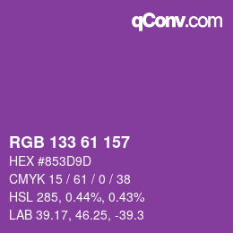 Color code: RGB 133 61 157 | qconv.com