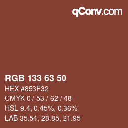 Farbcode: RGB 133 63 50 | qconv.com