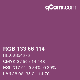 颜色代码: RGB 133 66 114 | qconv.com