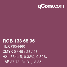 Color code: RGB 133 68 96 | qconv.com