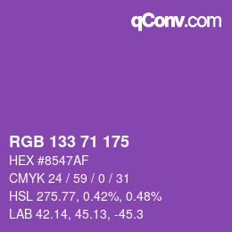 カラーコード: RGB 133 71 175 | qconv.com