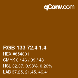 カラーコード: RGB 133 72.4 1.4 | qconv.com