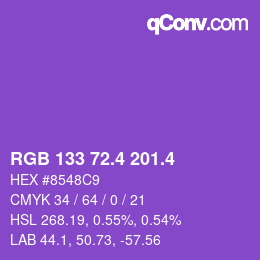 カラーコード: RGB 133 72.4 201.4 | qconv.com