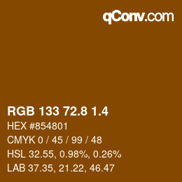 カラーコード: RGB 133 72.8 1.4 | qconv.com