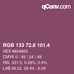 カラーコード: RGB 133 72.8 101.4 | qconv.com