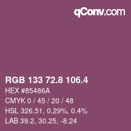 カラーコード: RGB 133 72.8 106.4 | qconv.com