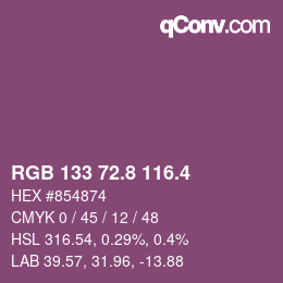 カラーコード: RGB 133 72.8 116.4 | qconv.com