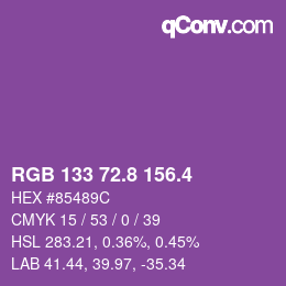 カラーコード: RGB 133 72.8 156.4 | qconv.com