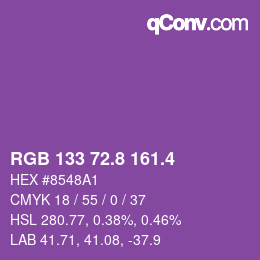 カラーコード: RGB 133 72.8 161.4 | qconv.com