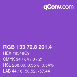 カラーコード: RGB 133 72.8 201.4 | qconv.com