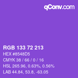 颜色代码: RGB 133 72 213 | qconv.com