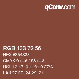 Código de color: RGB 133 72 56 | qconv.com