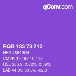 Farbcode: RGB 133 73 212 | qconv.com