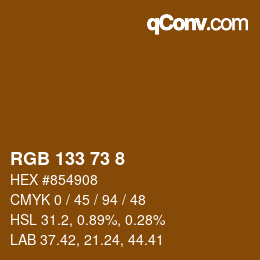 Color code: RGB 133 73 8 | qconv.com