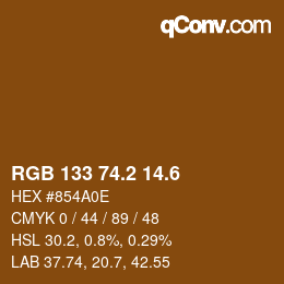 カラーコード: RGB 133 74.2 14.6 | qconv.com
