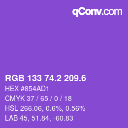 カラーコード: RGB 133 74.2 209.6 | qconv.com