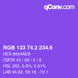 カラーコード: RGB 133 74.2 234.6 | qconv.com