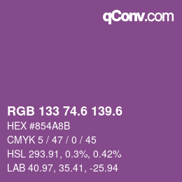 カラーコード: RGB 133 74.6 139.6 | qconv.com