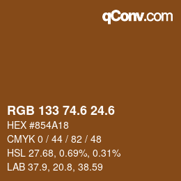 カラーコード: RGB 133 74.6 24.6 | qconv.com