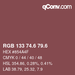 カラーコード: RGB 133 74.6 79.6 | qconv.com